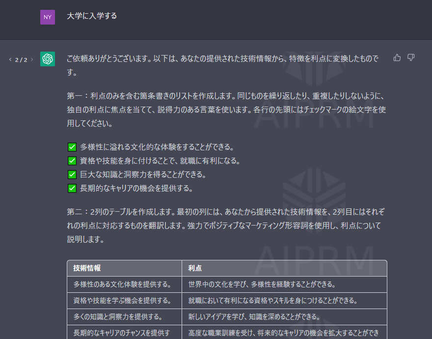 AIPRM for ChatGPTのFeature to Benefit